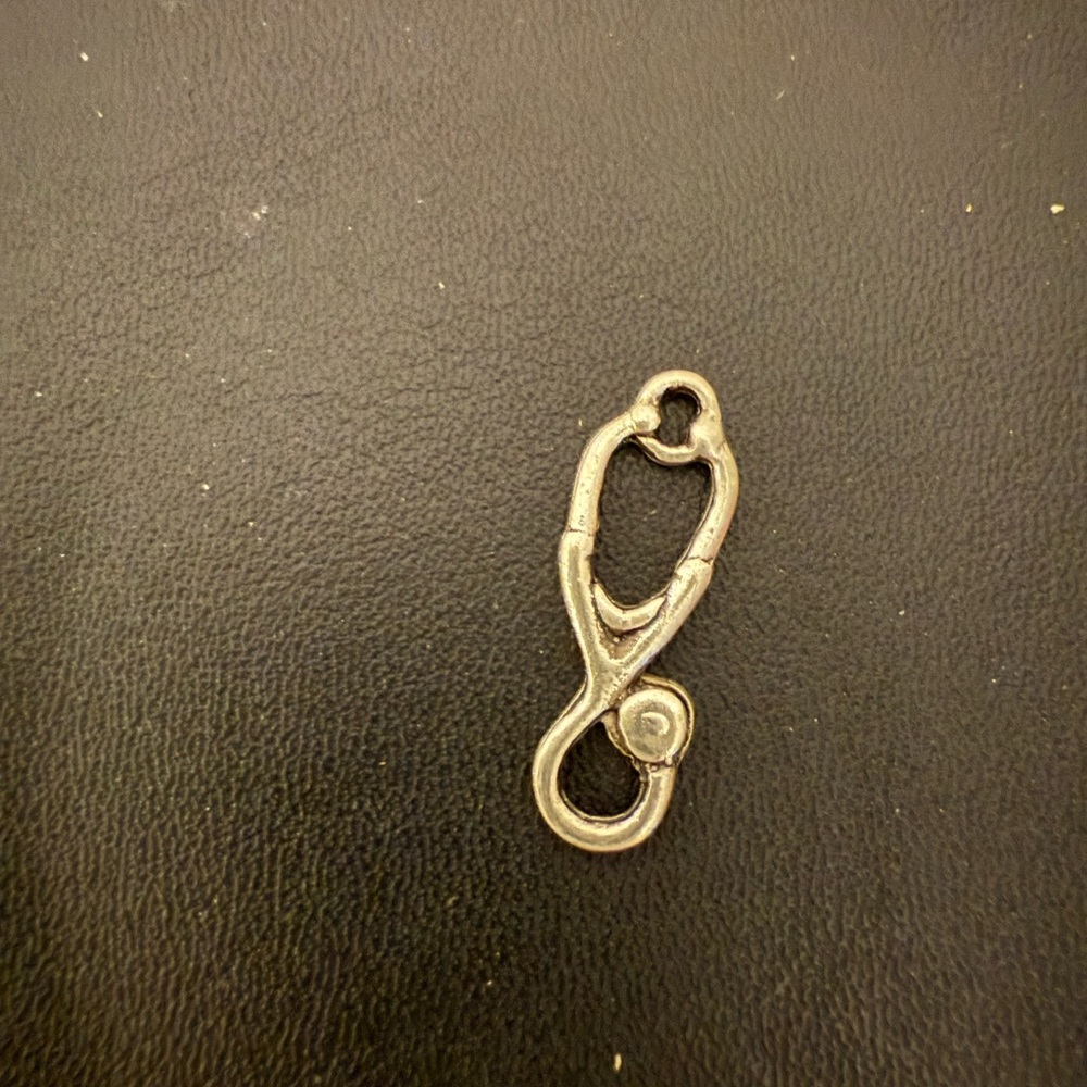 Stethoscope silver tone charm